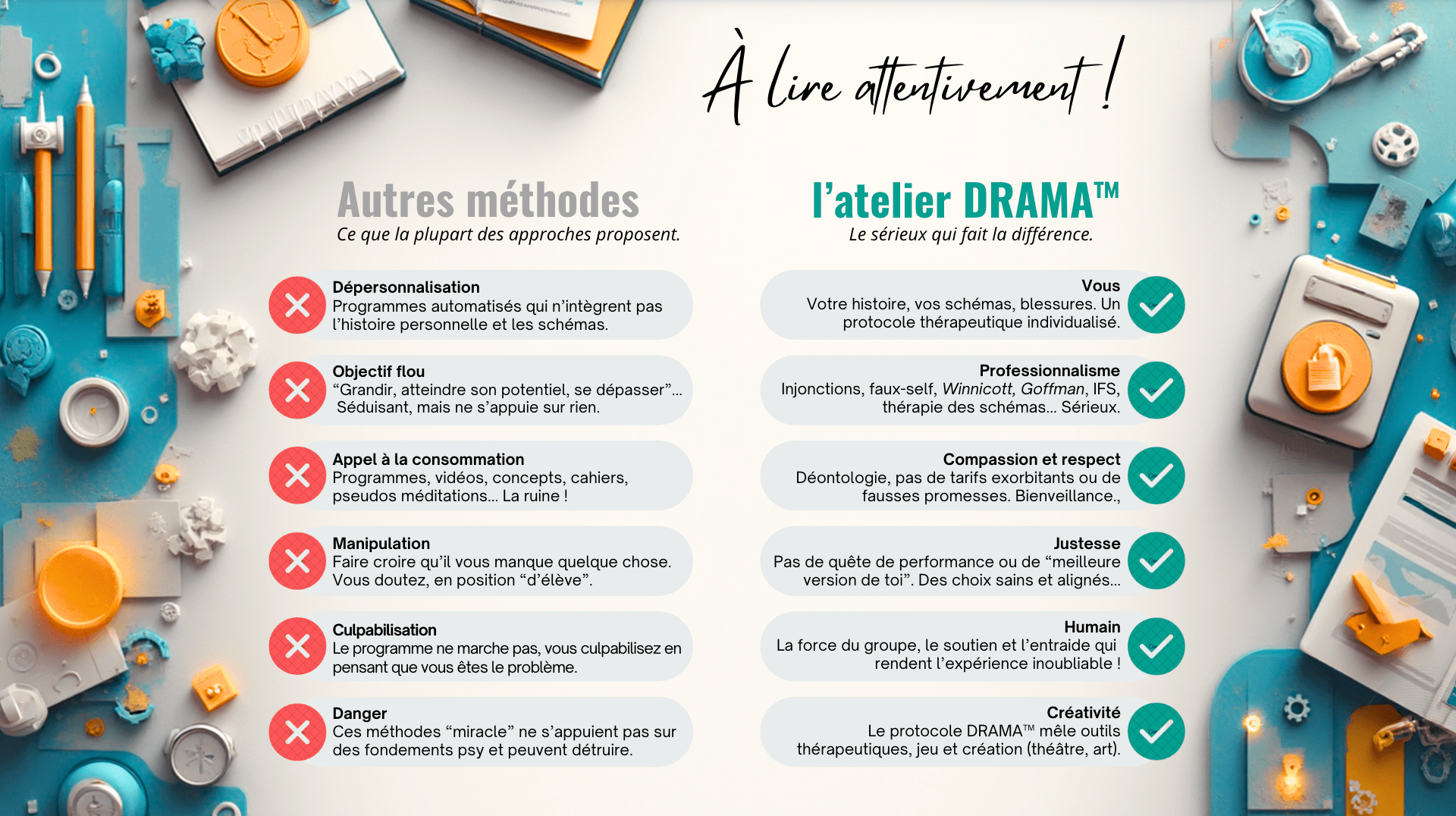 Comparatif protocole DRAMA™ et autres méthodes 